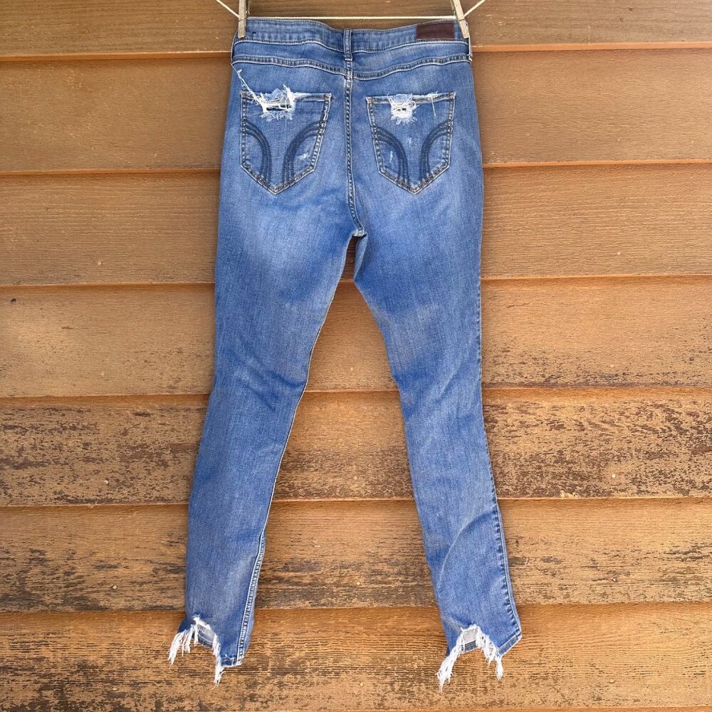 Hollister Curvy High-Rise Super Skinny Distressed Jeans W28 L30 Blue Denim Women - Picture 3 of 13